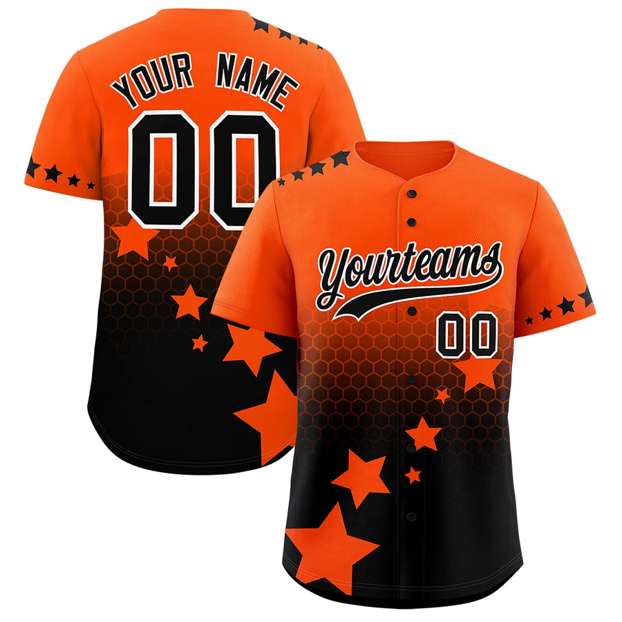 Custom Orange Black White Rising Stars Series Gradient Fashion Baseball Jersey | BuyFootballJersey