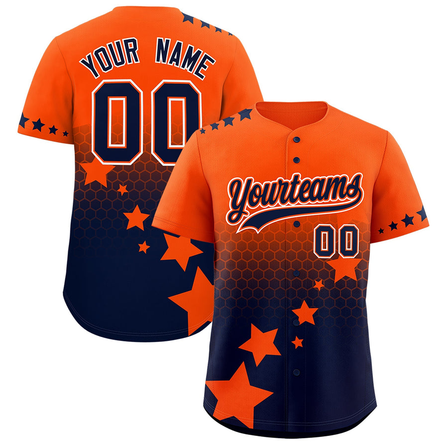 Custom Orange Navy White Rising Stars Series Gradient Fashion Baseball Jersey | BuyFootballJersey