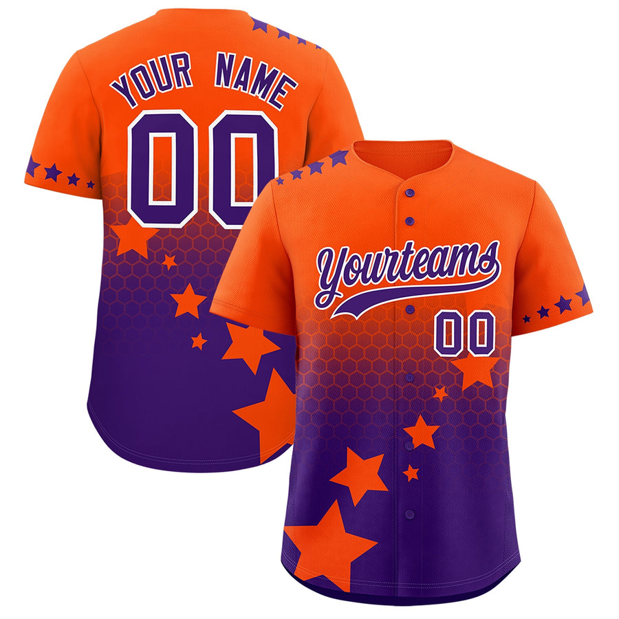 Custom Orange Purple White Rising Stars Series Gradient Fashion Baseball Jersey | BuyFootballJersey