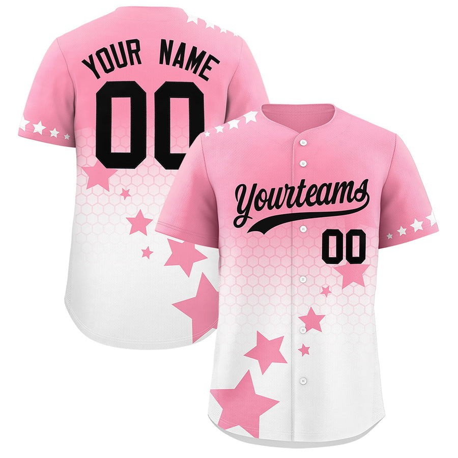 Custom Light Pink White Black Rising Stars Series Gradient Fashion Baseball Jersey | BuyFootballJersey
