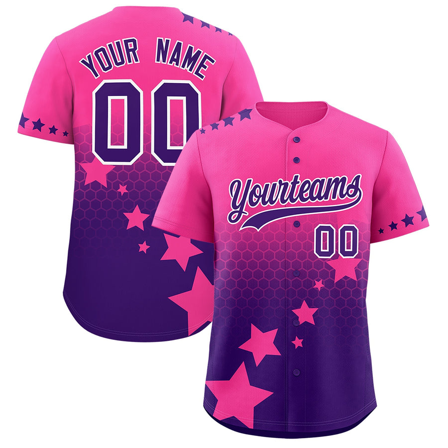 Custom Pink Purple White Rising Stars Series Gradient Fashion Baseball Jersey | BuyFootballJersey