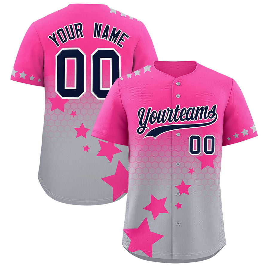 Custom Pink Gray Navy Rising Stars Series Gradient Fashion Baseball Jersey | BuyFootballJersey
