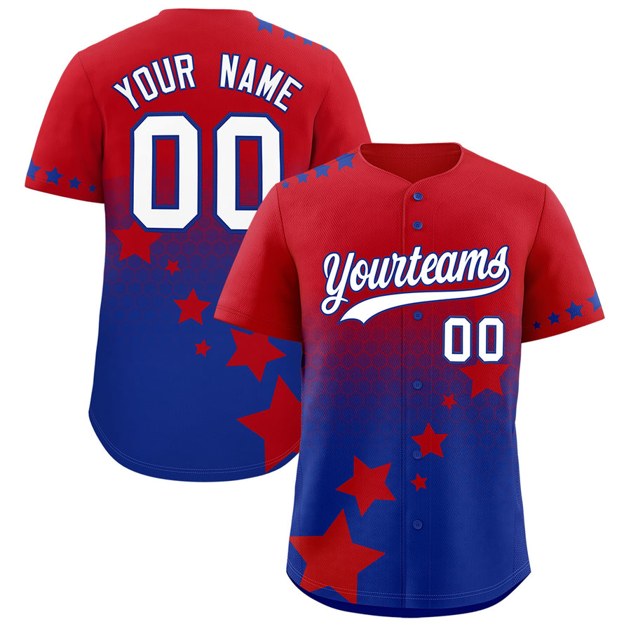 Custom Red Royal Blue White Rising Stars Series Gradient Fashion Baseball Jersey | BuyFootballJersey