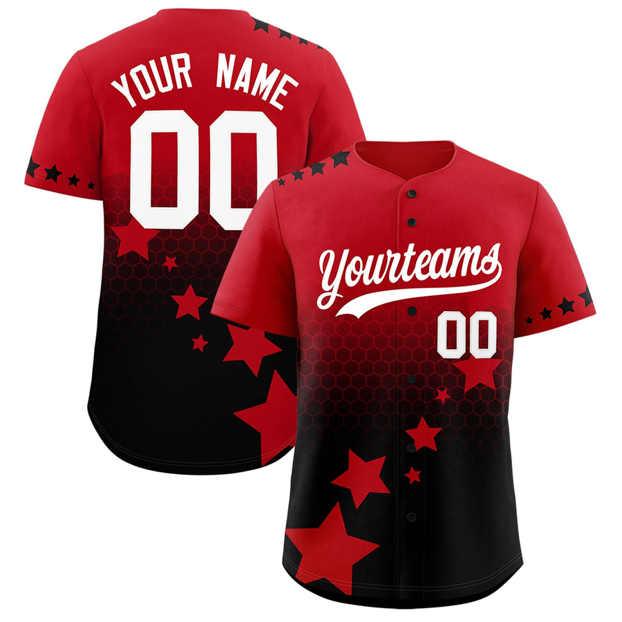 Custom Red Black White Rising Stars Series Gradient Fashion Baseball Jersey | BuyFootballJersey
