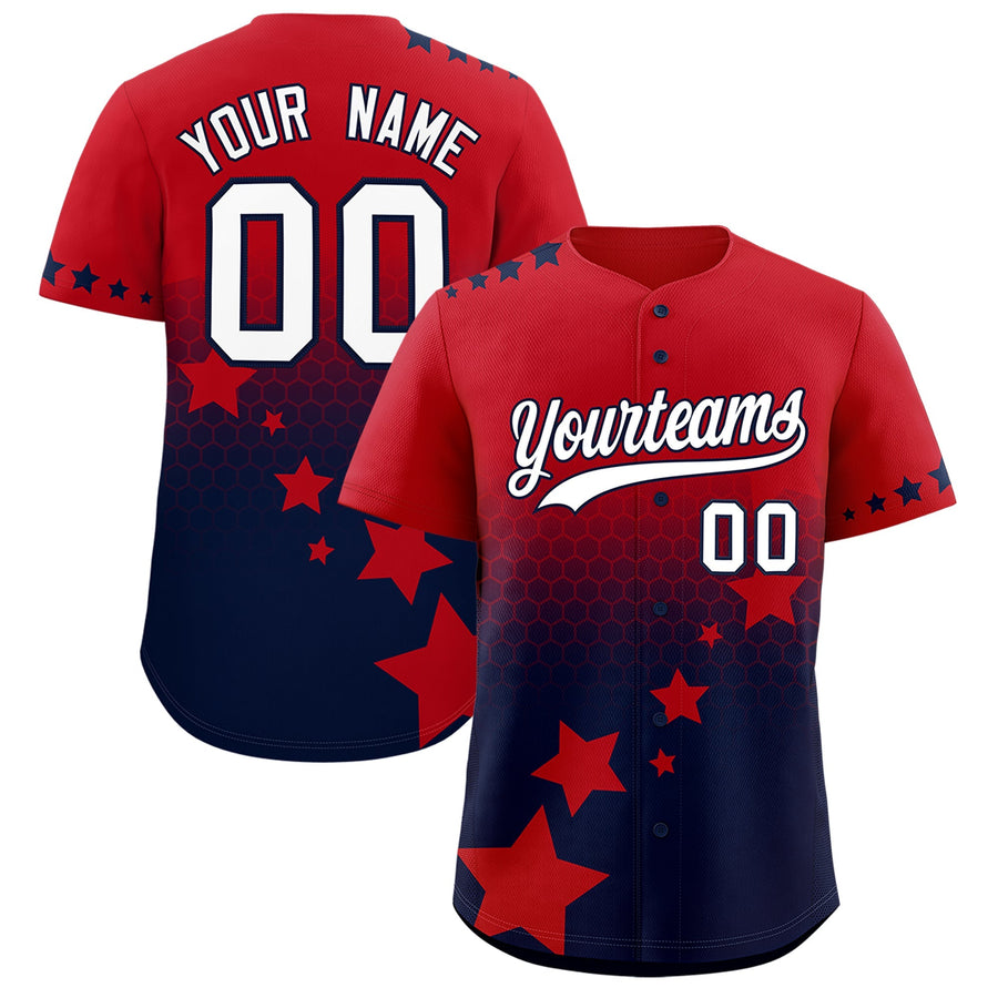 Custom Red Navy White Rising Stars Series Gradient Fashion Baseball Jersey | BuyFootballJersey