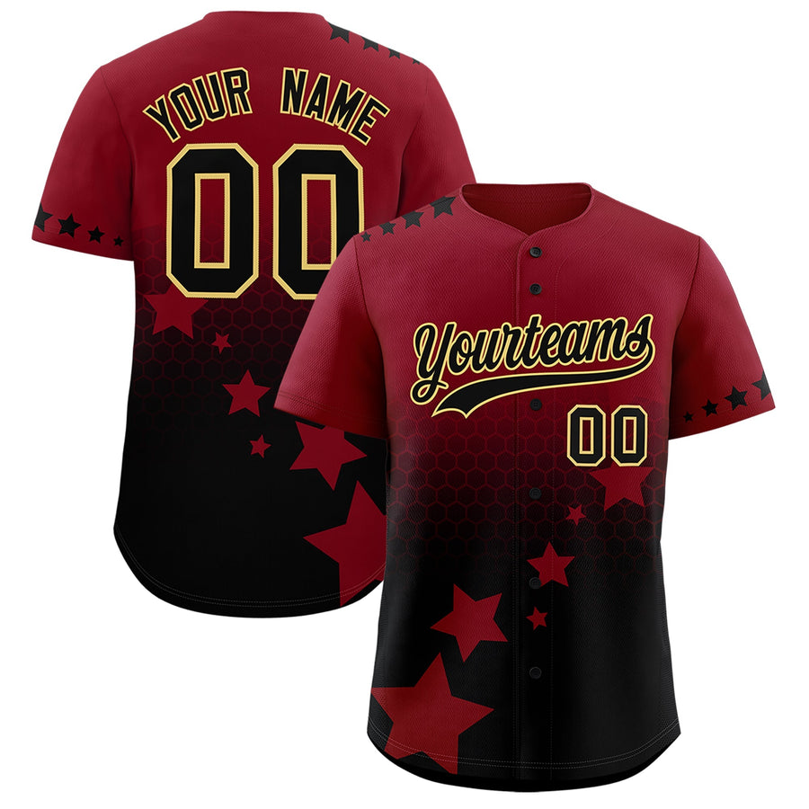 Custom Crimson Black Khaki Rising Stars Series Gradient Fashion Baseball Jersey | BuyFootballJersey