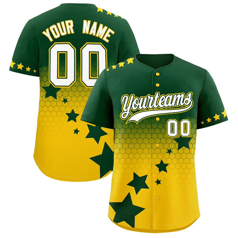Custom Green Gold White Rising Stars Series Gradient Fashion Baseball Jersey | BuyFootballJersey