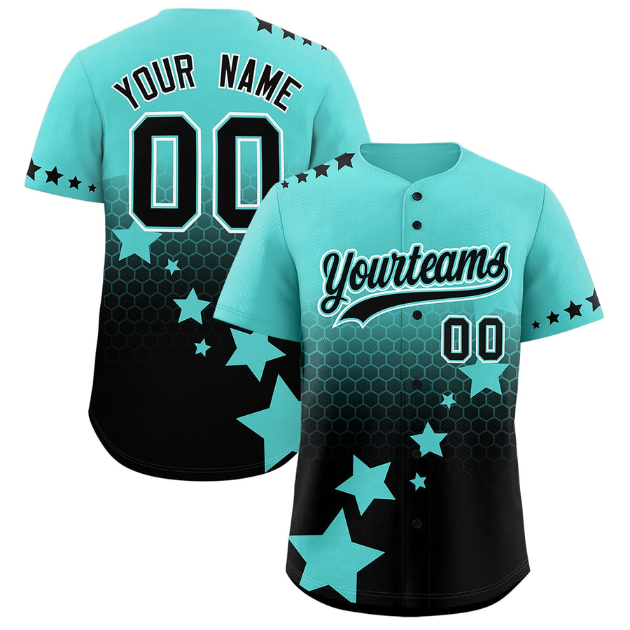 Custom Bright Green Black White Rising Stars Series Gradient Fashion Baseball Jersey | BuyFootballJersey