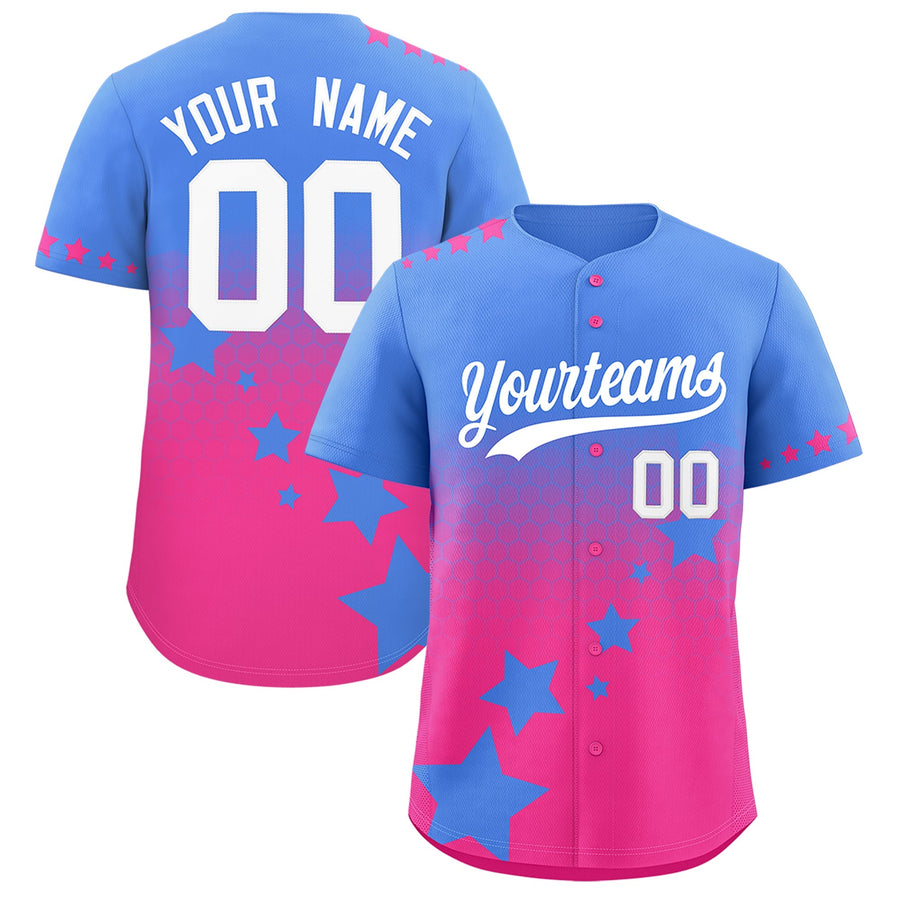 Custom Powder Blue Pink White Rising Stars Series Gradient Fashion Baseball Jersey | BuyFootballJersey