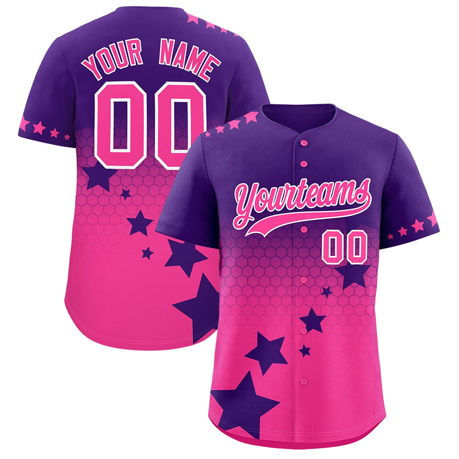 Custom Purple Pink White Rising Stars Series Gradient Fashion Baseball Jersey | BuyFootballJersey