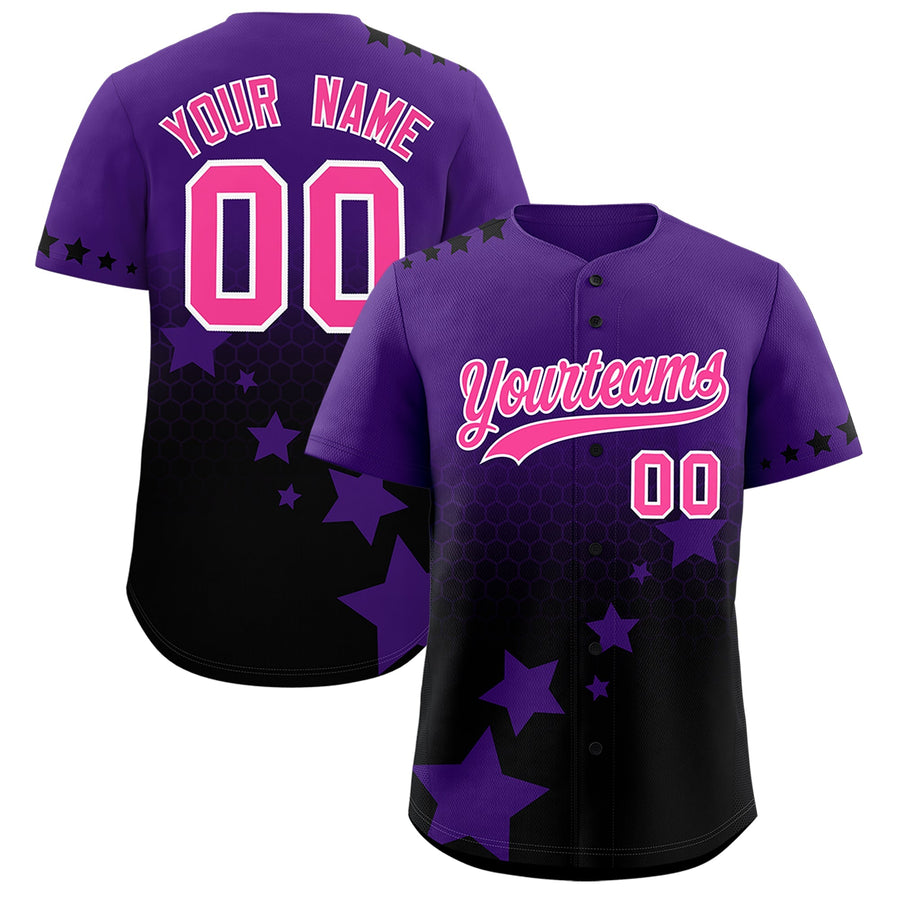 Custom Purple Black Pink Rising Stars Series Gradient Fashion Baseball Jersey | BuyFootballJersey