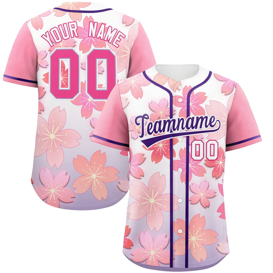 Custom Light Purple Pink Cherry Blossom Graffiti Pattern Baseball Jersey | BuyFootballJersey
