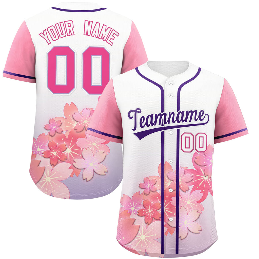 Custom Light Purple Pink Cherry Blossom Graffiti Pattern Baseball Jersey | BuyFootballJersey