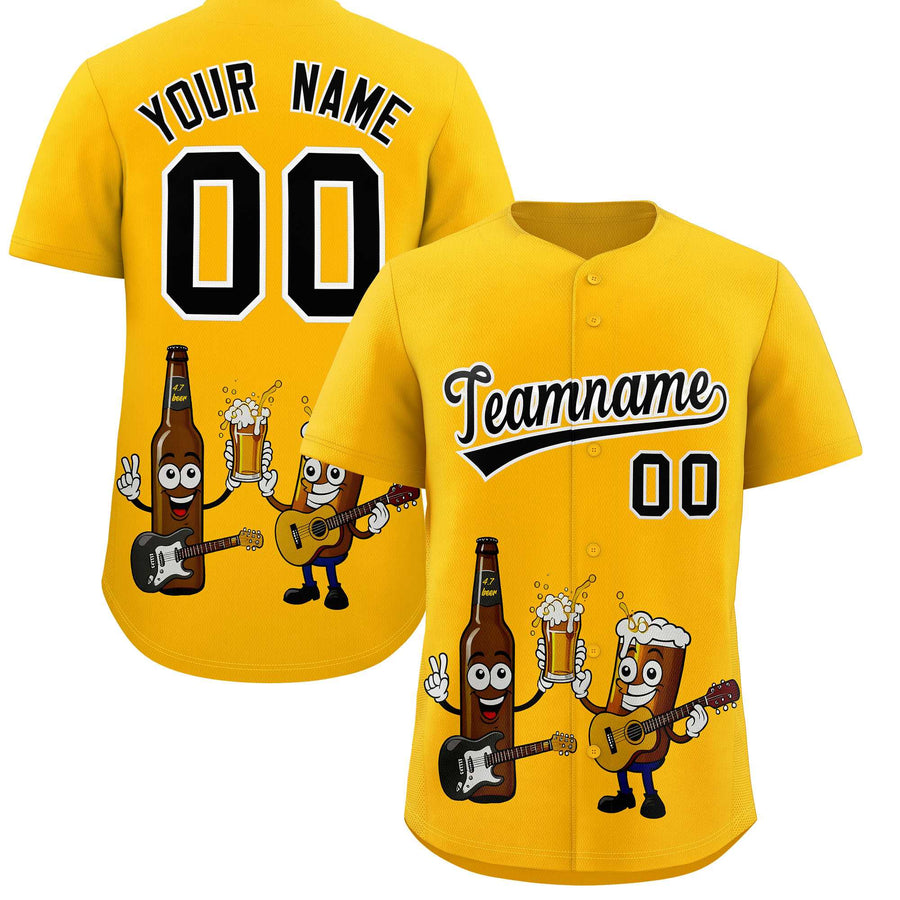 Custom Yellow Personalized Beer Day Shirt Parties Baseball Jersey | BuyFootballJersey