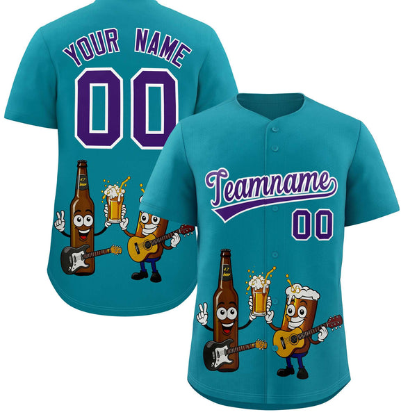 Custom Teal Personalized Beer Day Shirt Parties Baseball Jersey | BuyFootballJersey