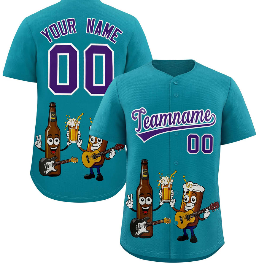Custom Teal Personalized Beer Day Shirt Parties Baseball Jersey | BuyFootballJersey