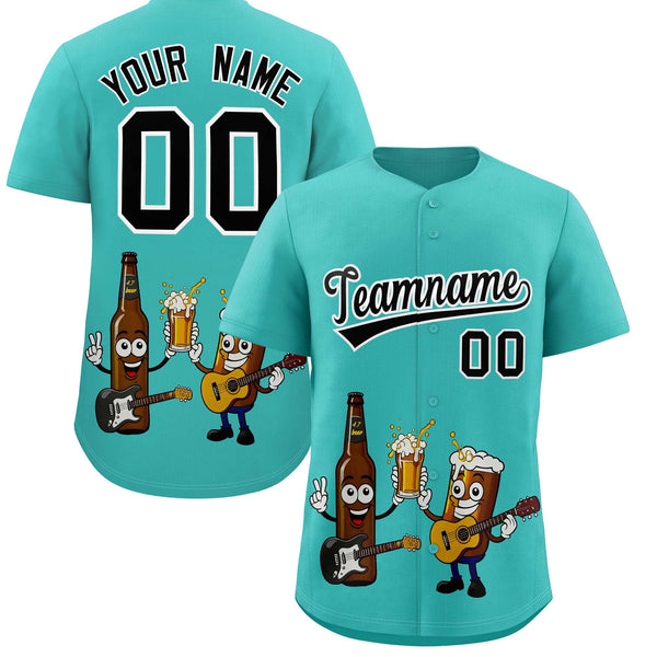 Custom Teal Personalized Beer Day Shirt Parties Baseball Jersey | BuyFootballJersey