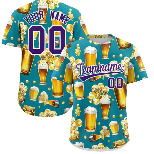 Custom Teal Personalized Beer Day Shirt Parties Baseball Jersey | BuyFootballJersey