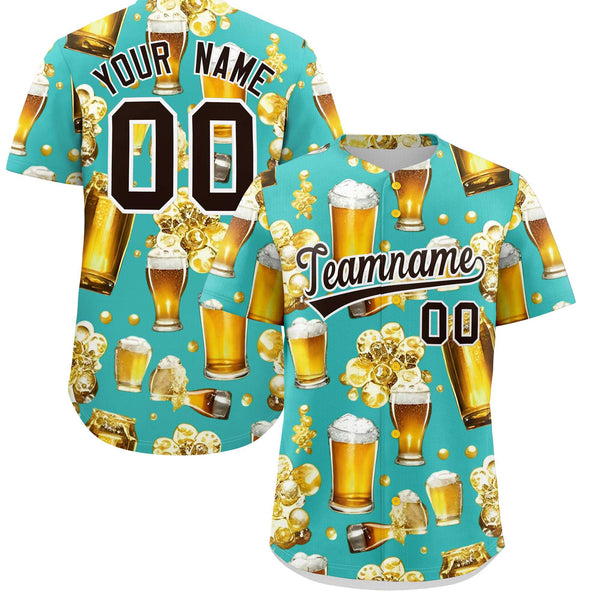Custom Teal Personalized Beer Day Shirt Parties Baseball Jersey | BuyFootballJersey