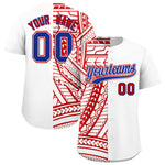 Custom White Red Split Fashion Tribal Pattern Baseball Jersey | BuyFootballJersey