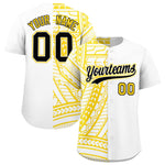 Custom White Gold Split Fashion Tribal Pattern Baseball Jersey | BuyFootballJersey