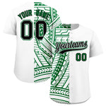Custom White Kelly Green Split Fashion Tribal Pattern Baseball Jersey | BuyFootballJersey