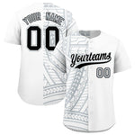 Custom White Silver Split Fashion Tribal Pattern Baseball Jersey | BuyFootballJersey