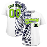 Custom White Navy Split Fashion Tribal Pattern Baseball Jersey | BuyFootballJersey