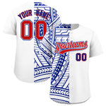 Custom White Royal Split Fashion Tribal Pattern Baseball Jersey | BuyFootballJersey