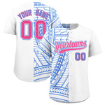 Custom White Light Blue Split Fashion Tribal Pattern Baseball Jersey | BuyFootballJersey
