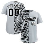 Custom Silver Black Split Fashion Tribal Pattern Baseball Jersey | BuyFootballJersey