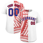 Custom White Red Split Fashion Tribal Pattern Baseball Jersey | BuyFootballJersey