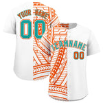 Custom White Orange Split Fashion Tribal Pattern Baseball Jersey | BuyFootballJersey