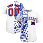 Custom White Royal Split Fashion Tribal Pattern Baseball Jersey | BuyFootballJersey