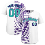 Custom White Purple Split Fashion Tribal Pattern Baseball Jersey | BuyFootballJersey