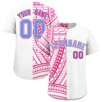 Custom White Pink Split Fashion Tribal Pattern Baseball Jersey | BuyFootballJersey