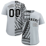 Custom Silver Black Split Fashion Tribal Pattern Baseball Jersey | BuyFootballJersey
