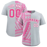Custom Silver Pink Split Fashion Tribal Pattern Baseball Jersey | BuyFootballJersey