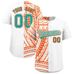 Custom White Orange Split Fashion Tribal Pattern Baseball Jersey | BuyFootballJersey