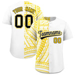 Custom White Gold Split Fashion Tribal Pattern Baseball Jersey | BuyFootballJersey