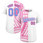 Custom White Pink Split Fashion Tribal Pattern Baseball Jersey | BuyFootballJersey