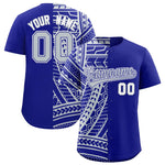 Custom Royal Silver Split Fashion Tribal Pattern Baseball Jersey | BuyFootballJersey