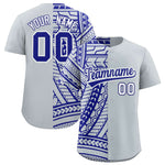 Custom Silver Royal Split Fashion Tribal Pattern Baseball Jersey | BuyFootballJersey