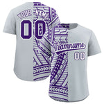 Custom Silver Purple Split Fashion Tribal Pattern Baseball Jersey | BuyFootballJersey