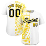 Custom White Gold Split Fashion Tribal Pattern Baseball Jersey | BuyFootballJersey