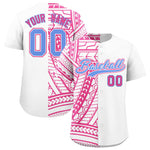 Custom White Pink Split Fashion Tribal Pattern Baseball Jersey | BuyFootballJersey