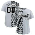 Custom Silver Black Split Fashion Tribal Pattern Baseball Jersey | BuyFootballJersey