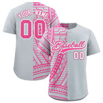 Custom Silver Pink Split Fashion Tribal Pattern Baseball Jersey | BuyFootballJersey