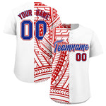 Custom White Red Split Fashion Tribal Pattern Baseball Jersey | BuyFootballJersey
