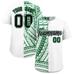 Custom White Kelly Green Split Fashion Tribal Pattern Baseball Jersey | BuyFootballJersey